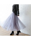 Spódnica Vintage damska elastyczna wysoka talia tiulowa długa plisowana