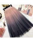 Surmiitro długi Tulle spódnica kobiet 2019 jesień gradientu koreański elegancki wysoka talia linia plisowana szkoła spódnica trz