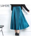 Saimishi wiosna jesień moda damska wysokiej talii plisowana jednolity kolor pół długość elastyczna spódnica promocje Lady czarny