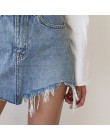 Lato kobiet spódnica krótka seksowna spódniczki dżinsowe kobiet nieregularne szczotkowanego Hem Jean spódnica Mini moda Streetwe
