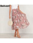 BeAvant kwiatowy print wysokiej talii długa plisowana spódnica kobiety wakacje plaża szyfonowa lato spódnica czeski luźne spódni