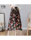 YuooMuoo nowy 2019 kobiety spódnica szyfonowa letni kwiat elegancka plisowana spódnica damskie w stylu Vintage wysoka talia dług