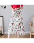 YuooMuoo nowy 2019 kobiety spódnica szyfonowa letni kwiat elegancka plisowana spódnica damskie w stylu Vintage wysoka talia dług