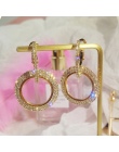 FYUAN Moda Koreański Styl Big Okrągły Hoop Kolczyki Luksusowe Złoty Srebrny Kolor Rhinestone Kolczyk Kobiet Biżuteria Party Prez