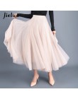 Jielur jesień 3 warstwy księżniczka Tulle spódnice w stylu Vintage jednolity kolor Mesh kobiety spódnica plisowana linia Saia ko