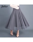 Jielur jesień 3 warstwy księżniczka Tulle spódnice w stylu Vintage jednolity kolor Mesh kobiety spódnica plisowana linia Saia ko