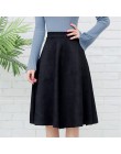 Neophil kobiety Suede spódnica midi z wysokim stanem 2019 zima w stylu Vintage styl plisowane panie linii czarny Flare spódnica 