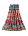 MWSFH lato nowy nabytek mody elastyczny pas kobiet czeski styl kwiat drukowane damskie długie spódnice Saia Longa spódnice Wnmen