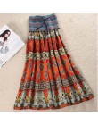 MWSFH lato nowy nabytek mody elastyczny pas kobiet czeski styl kwiat drukowane damskie długie spódnice Saia Longa spódnice Wnmen