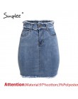 Simplee Sexy ołówek denim kobiet spódnica pomponem wysoka talia bodycon mini spódniczka kobiet na co dzień streetwear jeans lato