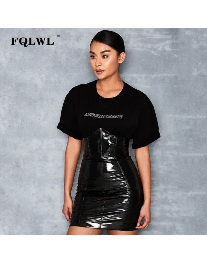 FQLWL faux lateks spódnica ze skóry Pu dla kobiety zamek błyskawiczny czarny/wysokiej zwężone/spódnice ołówkowe damskie jesień W