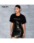 FQLWL faux lateks spódnica ze skóry Pu dla kobiety zamek błyskawiczny czarny/wysokiej zwężone/spódnice ołówkowe damskie jesień W