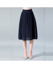 SNOW PINNACLE kobiety spódnica szyfonowa lato cienkie stałe plisowana spódnica kobiet Saias Midi Faldas w stylu Vintage kobiety 
