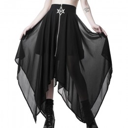 Gotycka spódnica Lato Mesh nieregularne kobiety spódnice gwiazda zamek czarny Punk spódnice Gothic ciemności spódnica damska na 