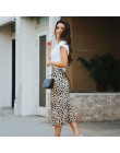 Gorąca sprzedaż wysokiej talii Leopard spódnica trzy czwarte kobiet ukryte elastyczny pas Silk Satin spódnice Slip styl zwierząt