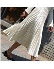 2018 wysoka talia kobiety długa spódnica biała plisowana spódnica Fashion Design Top marka kobiety spódnice kobiece długie spódn