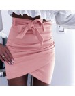 Asymetryczny pas zamsz spódnice kobiety Bodycon skórzana wiosna spódnice 2019 nowy Sexy streetwear wysokiej talii bandaż krótkie