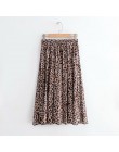 2018 nowe kobiety w stylu Vintage leopard drukowanie plisowana spódnica trzy czwarte faldas mujer panie elastyczny pas sashes el