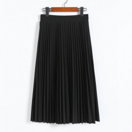 Nowa moda damska wysokiej talii plisowana jednolity kolor pół długość elastyczna spódnica promocje Lady czarny różowy