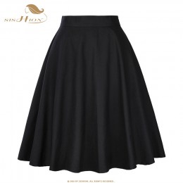 SISHION spódnice vintage kobiet VD0020 jupe femme 2019 wysokiej talii bawełna huśtawka Retro kobiety spódnica czarna chusta fald