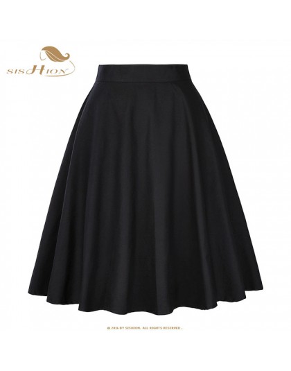 SISHION spódnice vintage kobiet VD0020 jupe femme 2019 wysokiej talii bawełna huśtawka Retro kobiety spódnica czarna chusta fald