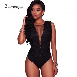 Ziamonga S-XXL Sexy czarne koronkowe Body kobiety Mesh kombinezony Romper, bez pleców, panie ciała Dentelle spodenki kombinezony