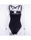 Sexy Gothic kobiet kombinezony Backless krzyż pasek z przodu projekt Hollow Out Pentagram Romper czarna, bez rękawów, szczupła C