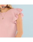 SHEIN warstwami wzburzyć szczegóły teksturowane body 2018 lato okrągły dekolt wzburzyć body odzież kobiety różowy stałe na co dz