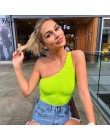 Hugcitar jedno ramię neon zielony stałe body 2019 lato kobiet mody streetwear party klub slim bodycon body