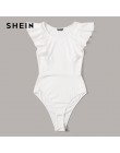 SHEIN wzburzyć Armhole stałe body białe ciało stałe lato bez rękawów, okrągły dekolt kobiety odzież 2019 Sexy Skinny body