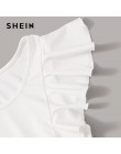 SHEIN wzburzyć Armhole stałe body białe ciało stałe lato bez rękawów, okrągły dekolt kobiety odzież 2019 Sexy Skinny body