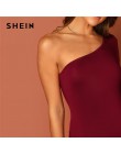 SHEIN na jedno ramię dopasowana body rozciągliwy Sexy z długim rękawem z długim rękawem podstawowe informacje body kobiety 2019 