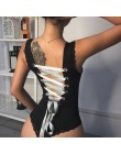 Macheda 2018 nowy lato czarny Sexy kobiety bez rękawów Backless Tie powrót zatrzaski zasznurować buty damskie body pajacyki nowy