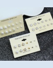 E0126 Moda Mieszania Kryształ Simluated Pearl Stadniny Kolczyki 6 para/zestaw Błyszczące wiele Kolczyki Biżuteria Dla Kobiet Dzi