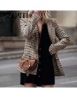 Affogatoo Fashion double breasted plaid blazer damski z długim rękawem slim damski blazer biurowy 2018 Casual jesienna kurtka bl