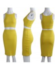 ANJAMANOR Crop top i spódnica sukienka dwuczęściowa zestaw żółty klub strój na lato Sexy ubrania dla kobiet pasujące zestawy D53