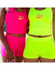 Simenual list haft 2 sztuka zestaw kobiet dorywczo Neon kolor dresy lato Streetwear Crop top i szorty ustawia moda nowy