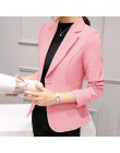 Czarne kobiety Blazer 2019 formalne Blazers pani urząd garnitur do pracy kieszenie kurtki płaszcz Slim czarny kobiety Blazer Fem