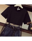 Luksusowe jakości 2019 lato kobiety Mesh Patchwork czarny długi T-shirt + pomponem dżinsowe szorty 2 sztuka zestawy z paskiem