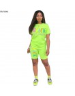 2019 kobiet nowy lato list druku koszulka z krótkim rękawem szorty do kolan garnitur dwuczęściowy zestaw sportowy strój dres GL5