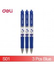 Deli długopis żelowy 3 sztuk 0.5mm biurowe długopisy żelowe dla studentów pisanie czarny czerwony niebieski wysokiej jakości żel