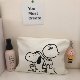 Snoopy pokrowiec na długopis kosmetyczka Cartoon płótno z nadrukiem torebka śliczna świnka piórnik szkolny osobowość worek do pr