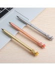 Berło długopis ananas styl metalowy materiał Ball długopisy szkolne biurowe kreatywny prezent papiernicze artykuły srebro różowe