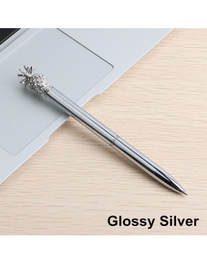 Berło długopis ananas styl metalowy materiał Ball długopisy szkolne biurowe kreatywny prezent papiernicze artykuły srebro różowe