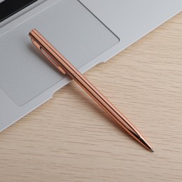 1 sztuk GENKKY różowe złoto długopis pręt ze stali nierdzewnej obrotowy metalowy długopis długopisy biurowe na biuro i szkolne