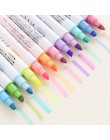 12 kolorów/zestaw śliczne łagodne liniowej długopisy zakreślacz podwójny podwójny kryty przez obrońców i w porę wyskoczył fluore