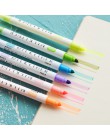 12 kolorów/zestaw śliczne łagodne liniowej długopisy zakreślacz podwójny podwójny kryty przez obrońców i w porę wyskoczył fluore