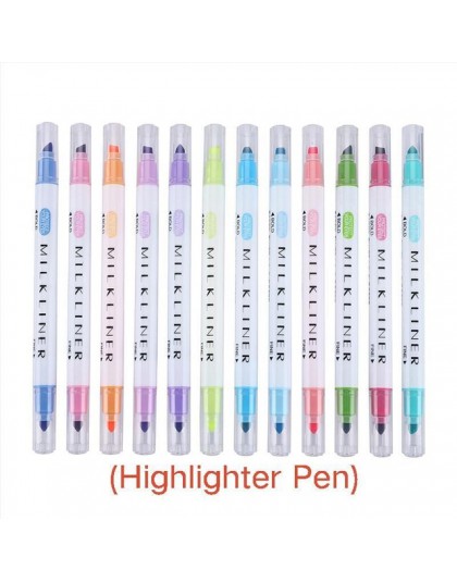 12 sztuk/partia podwójna głowica zakreślacz pastelowe markery fluorescencyjny długopis akwarela zakreślacze długopis do rysowani