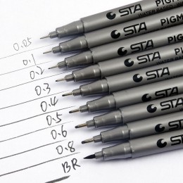9 sztuk/partia STA na bazie wody szczotki markery różnej wielkości pigmentu Liner trójkątne długopisy Fineliner dla sztuka przyb