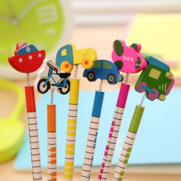 6 sztuk/paczka, nowy gorący sprzedaje ręcznie drewniany ołówek Cartoon pojazdy ołówki twórczy Trend piśmienne dzieci uczeń ołówe